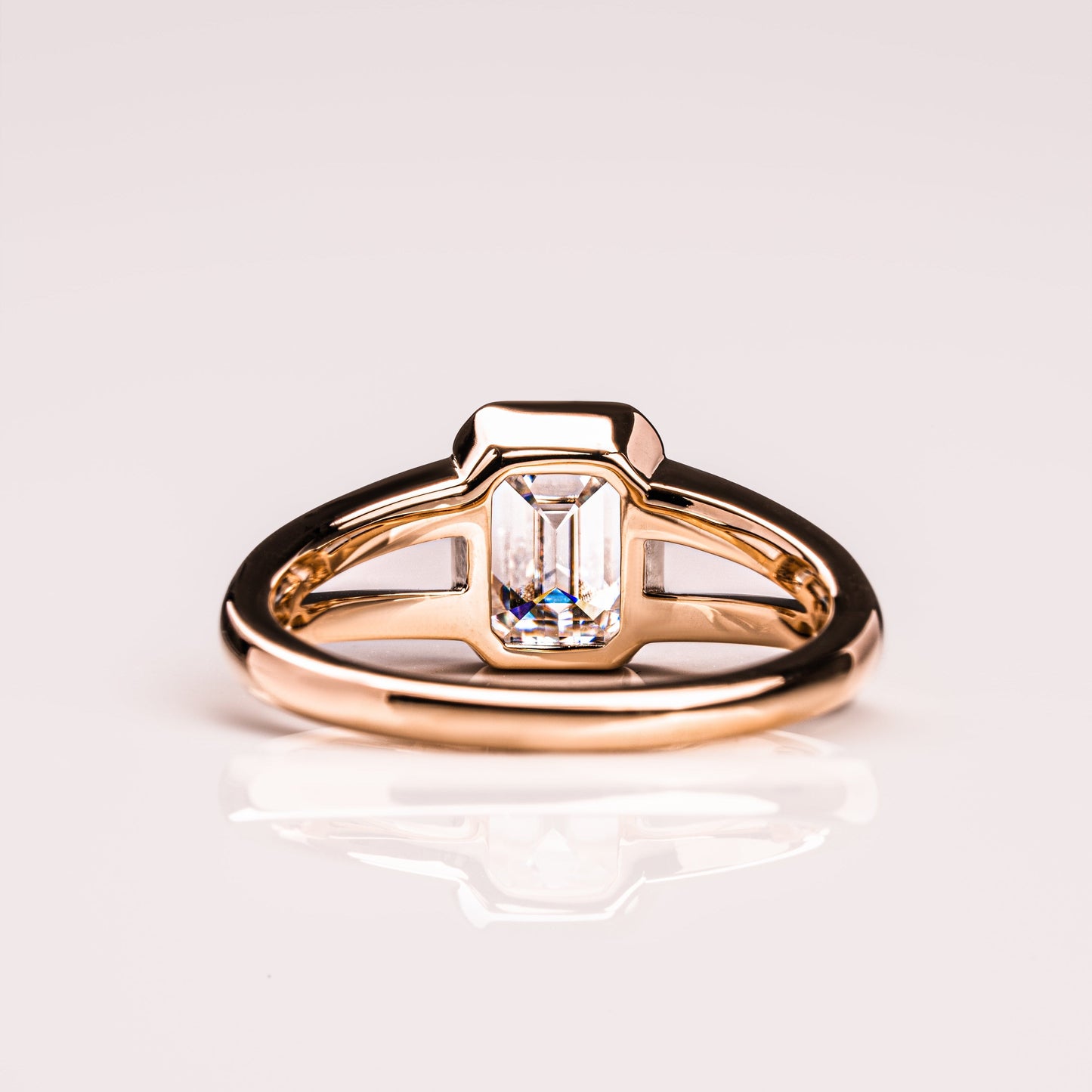 1.6 CT Emerald Solitaire & Split Shank Moissanite Engagement Ring