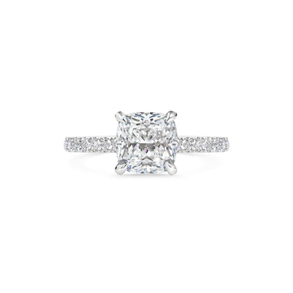 2 ct Cushion F- VS1 Diamond Pave Moissanite Engagement Ring