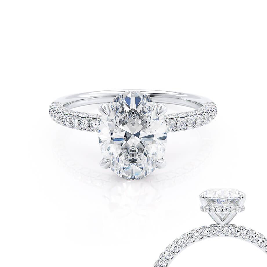 4.20 CT Oval Hidden Halo CVD F/VS2 Diamond Engagement Ring