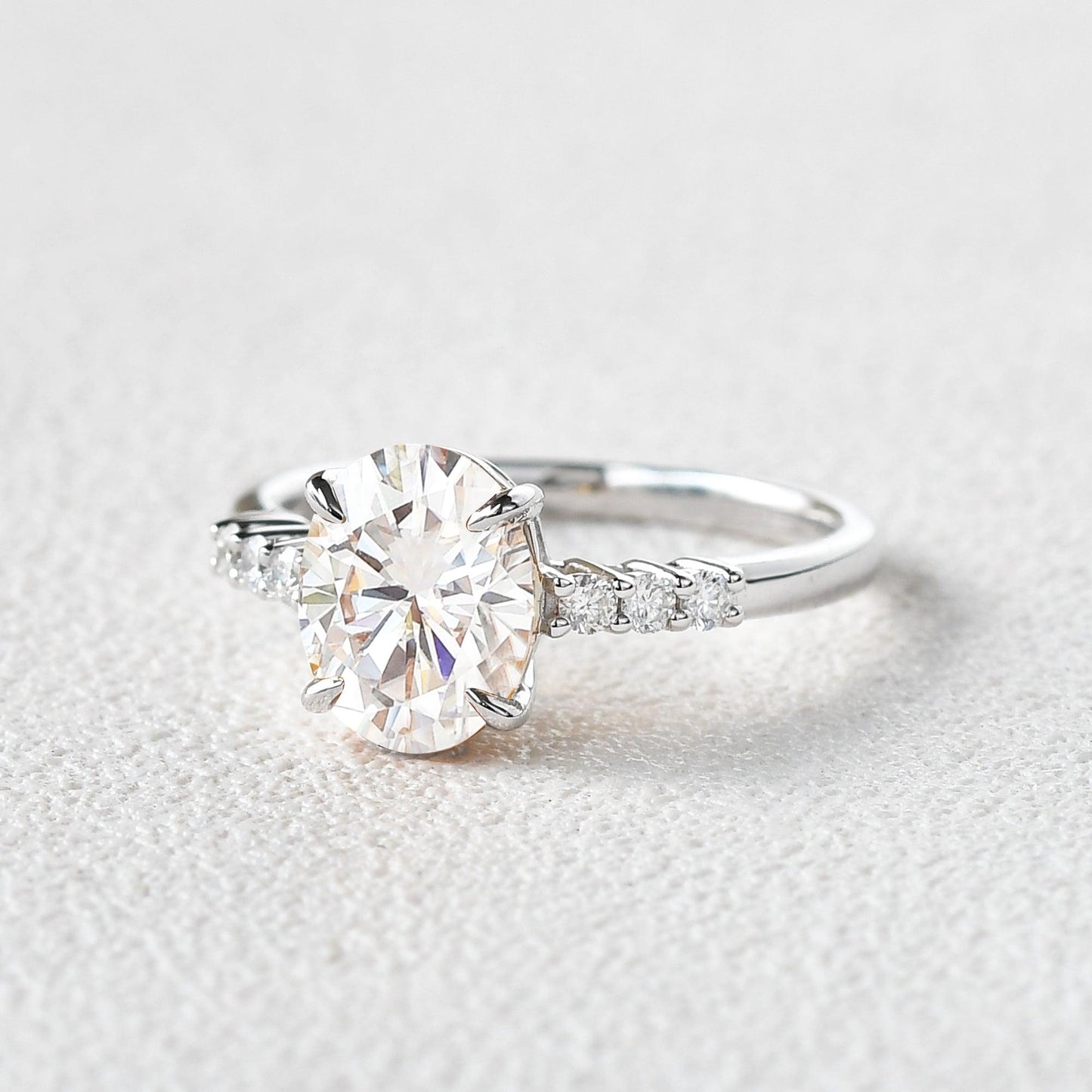 1.91 CT Oval Pave Lab Grown Diamond Engagement Ring