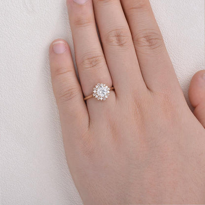 1 CT Round Halo Lab Grown Engagement Ring