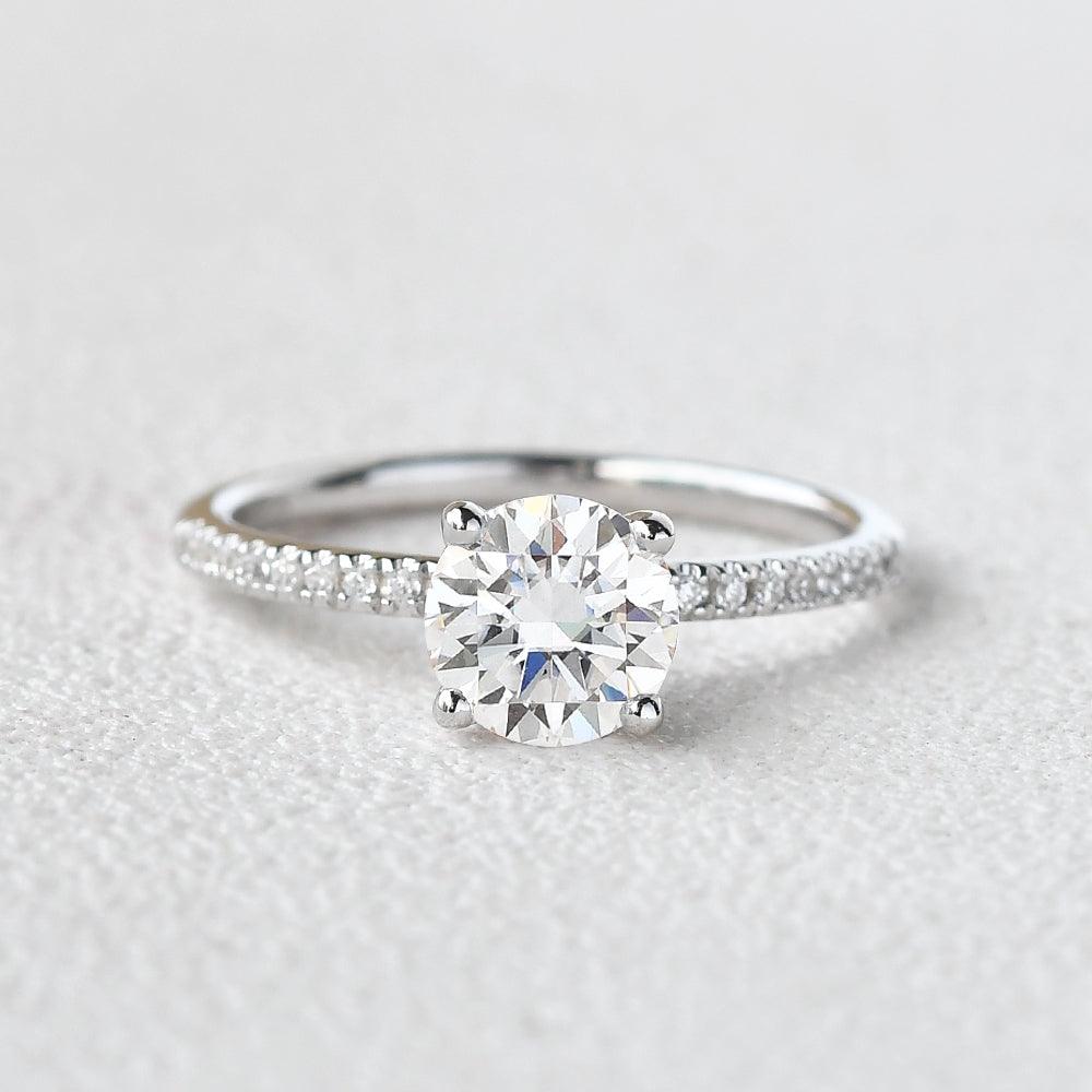 1 CT Round Pave Lab Grown Diamond Engagement Ring
