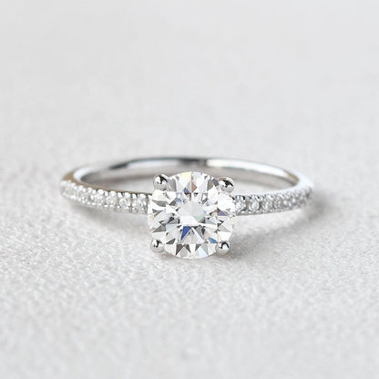1 CT Round Pave Lab Grown Diamond Engagement Ring