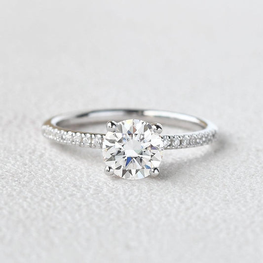 1 CT Round Pave Lab Grown Diamond Engagement Ring