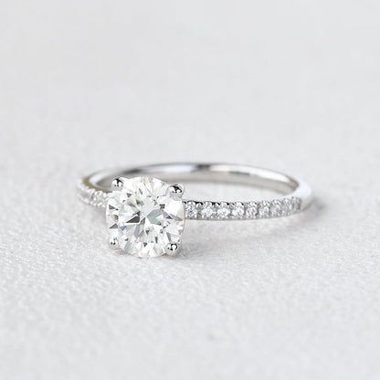 1 CT Round Pave Lab Grown Diamond Engagement Ring