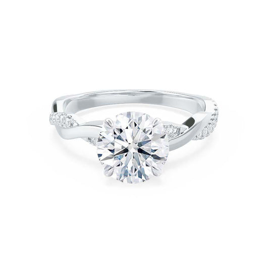 0.75 CT Round Solitaire Twisted CVD E/VVS2 Diamond Engagement Ring