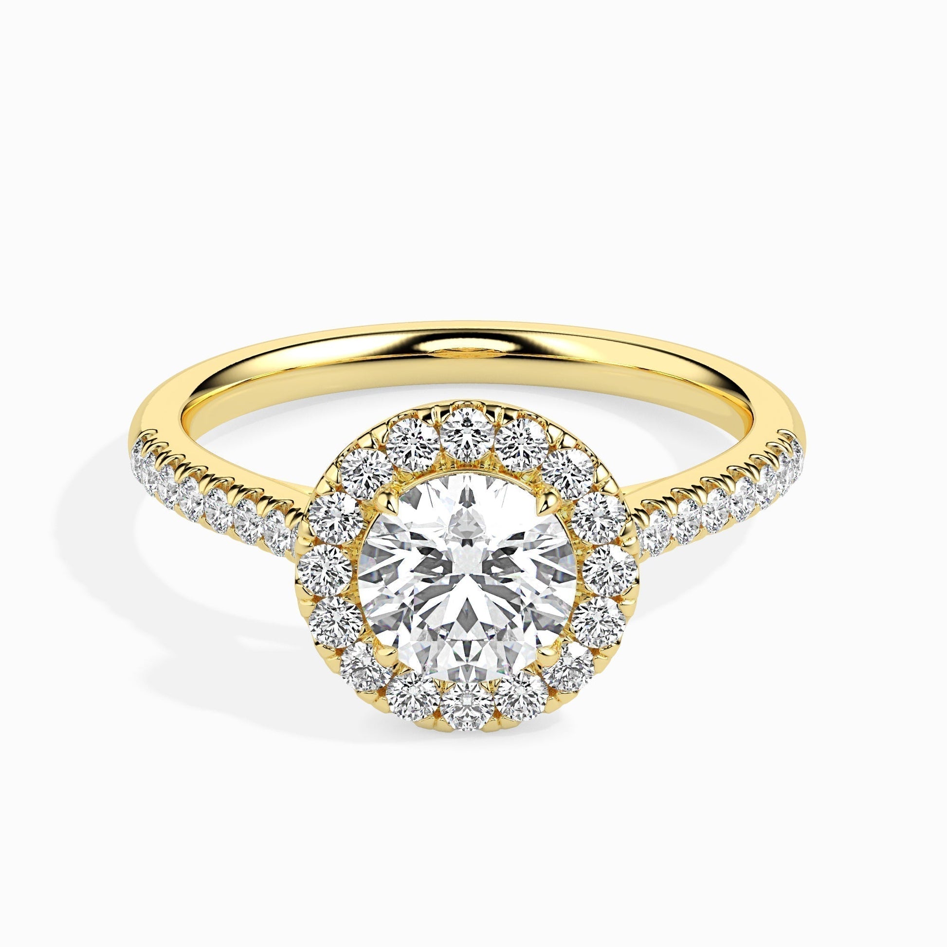 1ct Round F- VS Diamond Halo & Pave Engagement Ring