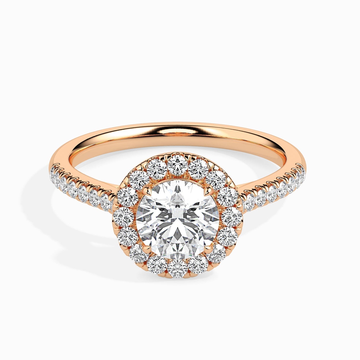 1ct Round F- VS Diamond Halo & Pave Engagement Ring