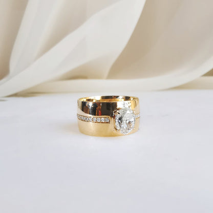 1.36 CT Oval & Round Unique CVD EF/VS Diamond Wedding Band