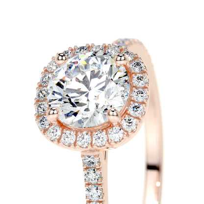 1.0 CT Round Halo CVD E/VS2 Diamond Engagement Ring