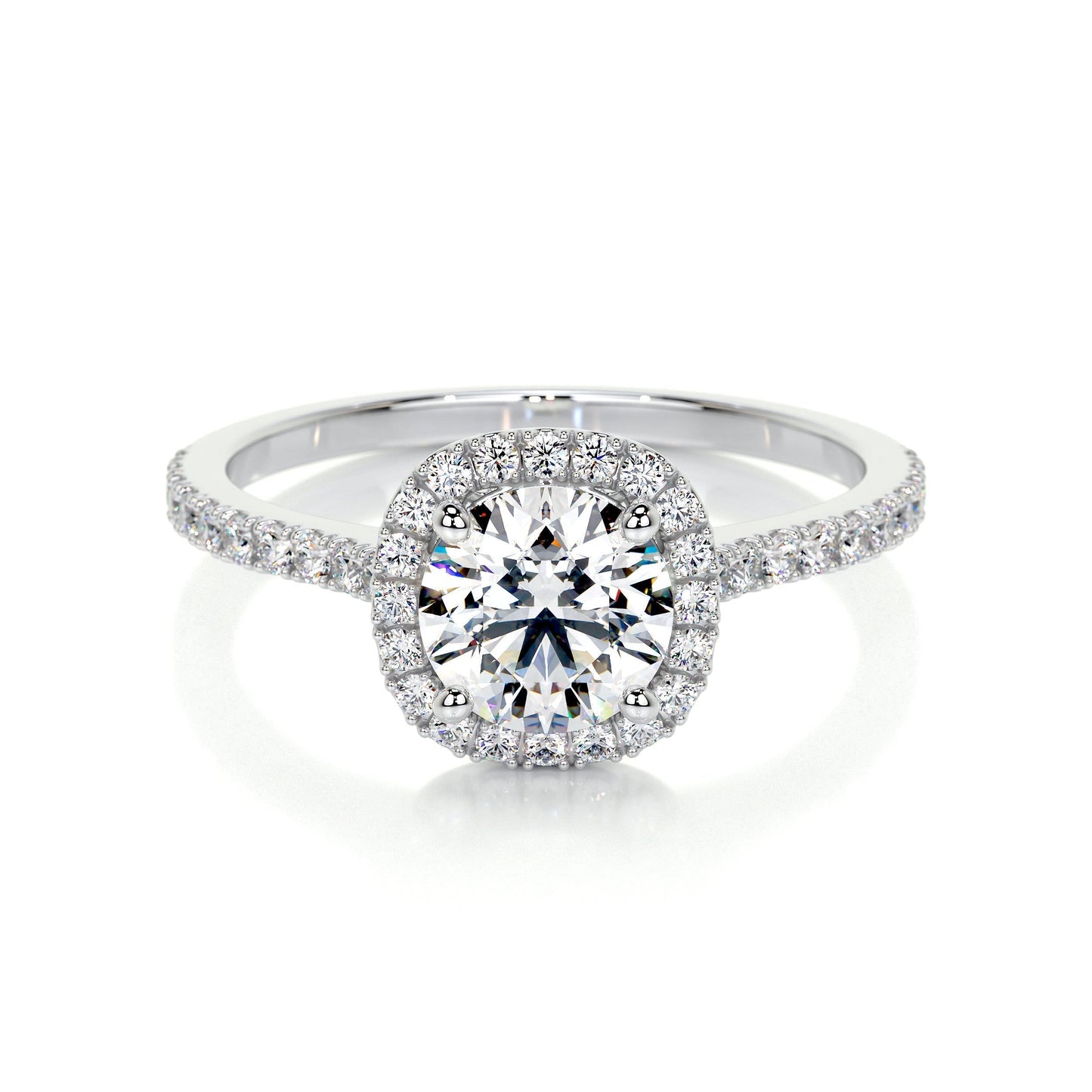 1.0 CT Round Halo CVD E/VS2 Diamond Engagement Ring