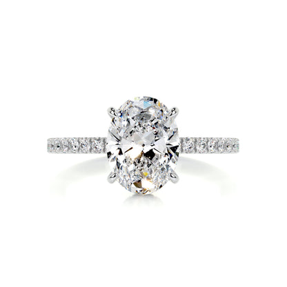 1.5 ct Oval D- VS2 Diamond Pave Moissanite Engagement Ring