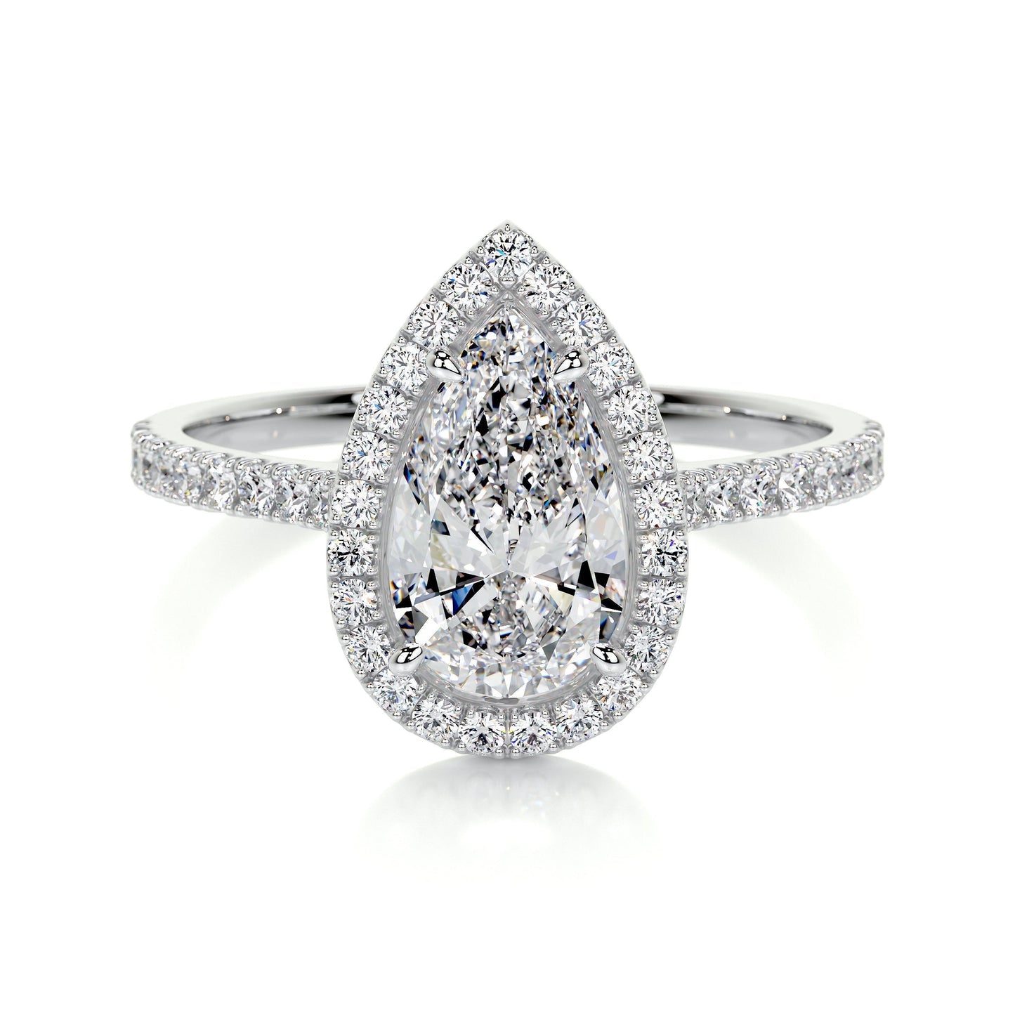 1.50 CT Pear Halo CVD F/VS2 Diamond Engagement Ring