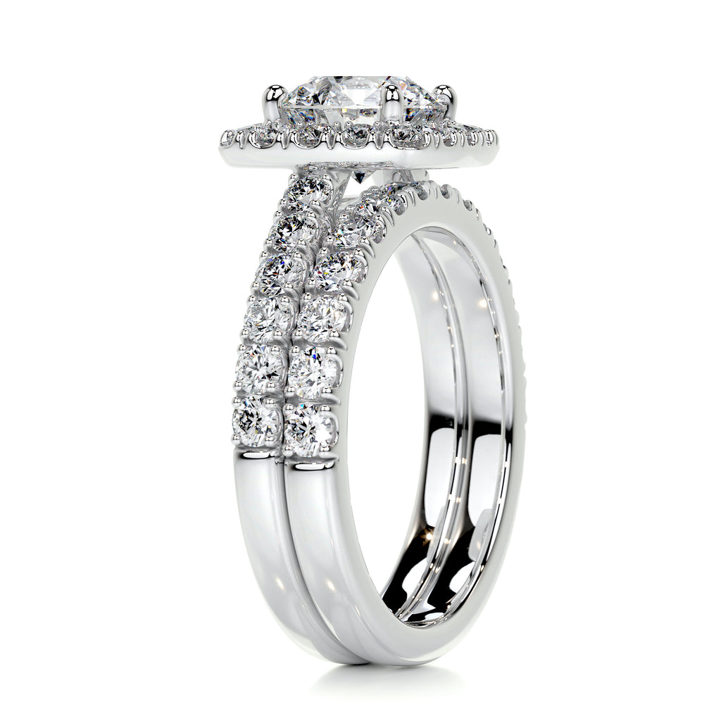 1.50 CT Round Halo CVD F/VS Diamond Bridal Ring Set