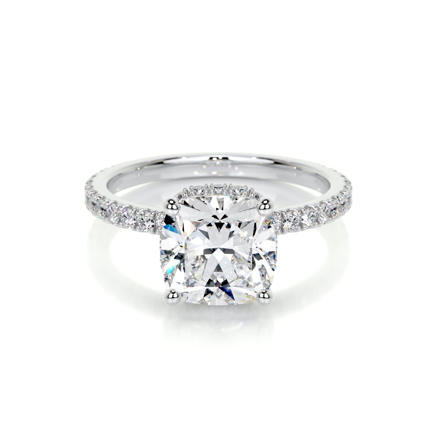 2.0 CT Cushion Hidden Halo CVD E/VS1 Diamond Engagement Ring