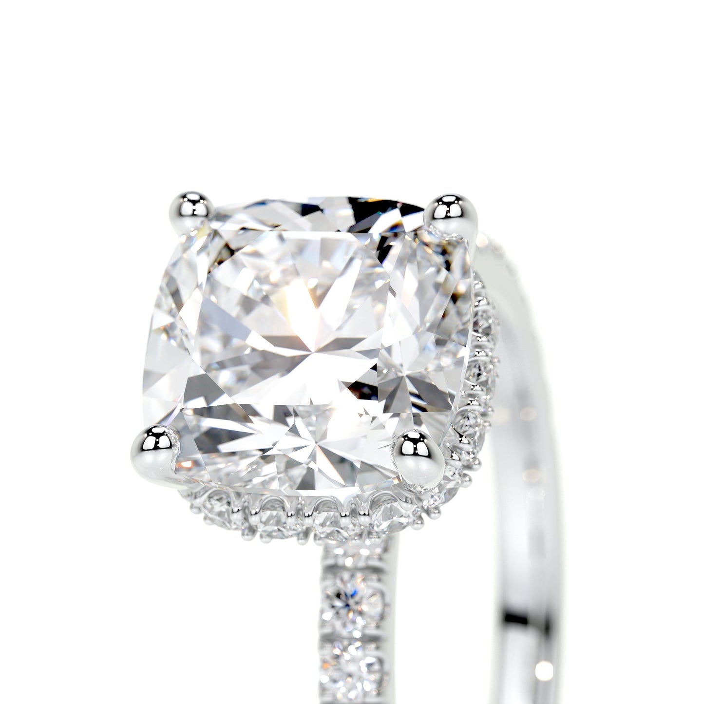 2.0 CT Cushion Hidden Halo CVD E/VS1 Diamond Engagement Ring