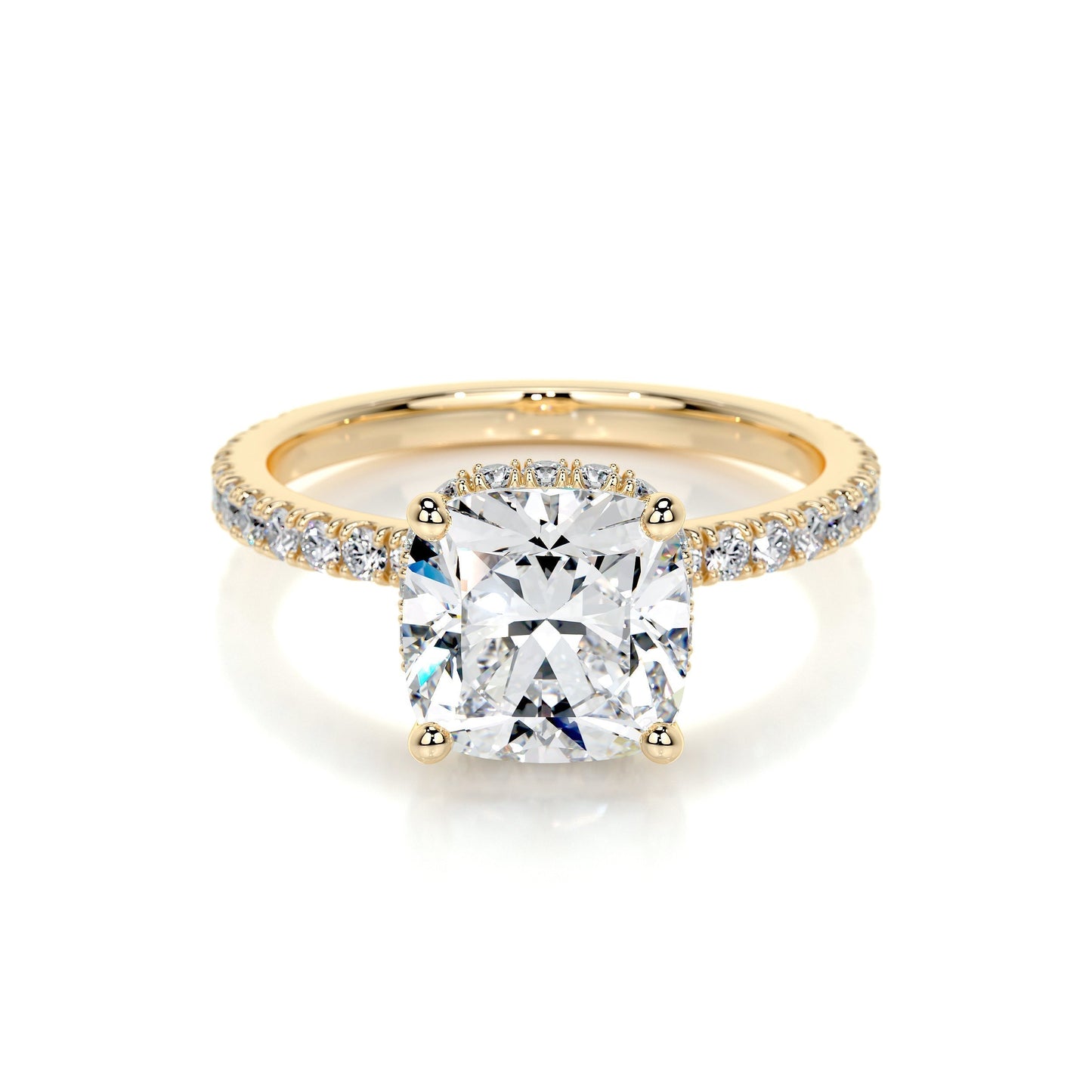 2.0 CT Cushion Hidden Halo CVD E/VS1 Diamond Engagement Ring