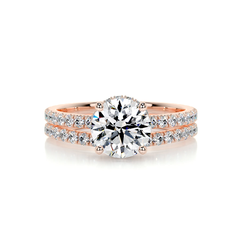 1.25 CT Round Hidden Halo CVD F/VS Diamond Bridal Ring Set