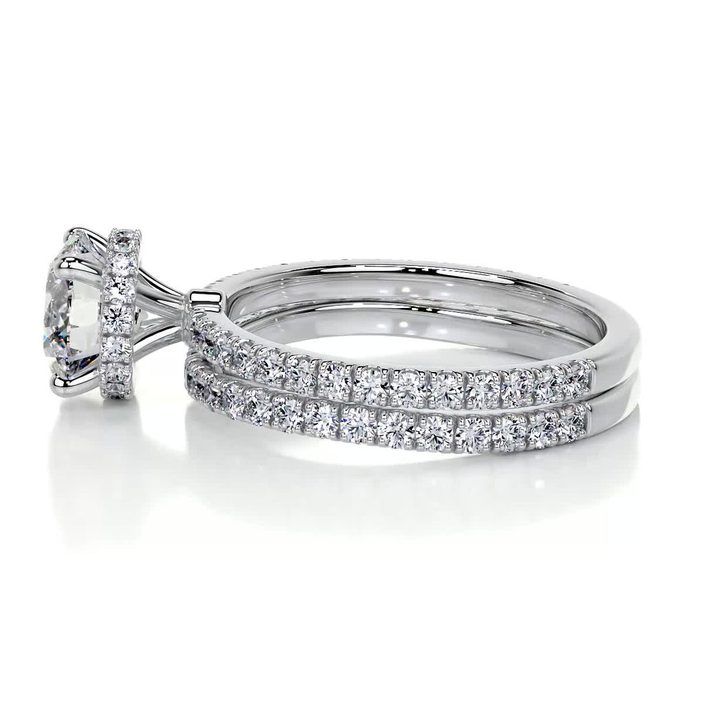 1.25 CT Round Hidden Halo CVD F/VS Diamond Bridal Ring Set