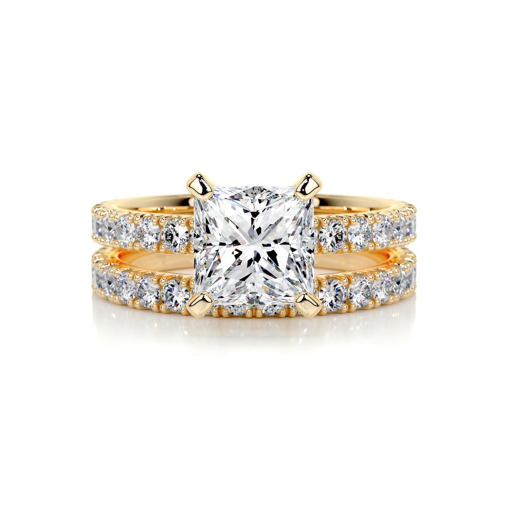 1.50 CT Princess Solitaire CVD F/VS Diamond Bridal Ring Set