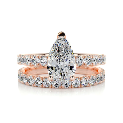 1.50 CT Pear Solitaire CVD F/VS Diamond Bridal Ring Set