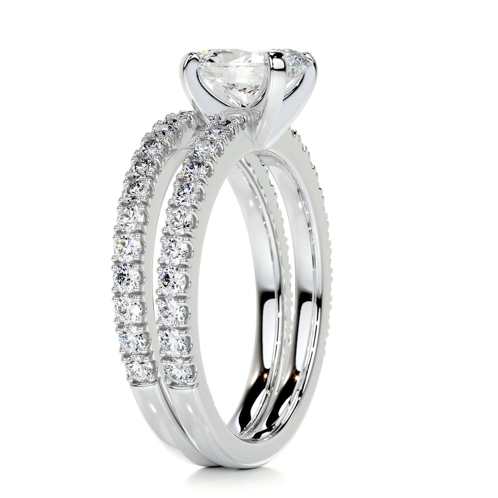 1.0 CT Oval Solitaire CVD F/VS Diamond Bridal Ring Set