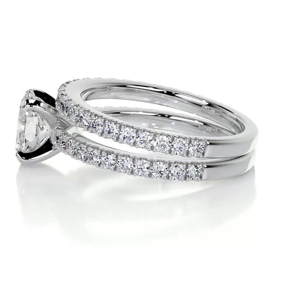 1.0 CT Oval Solitaire CVD F/VS Diamond Bridal Ring Set