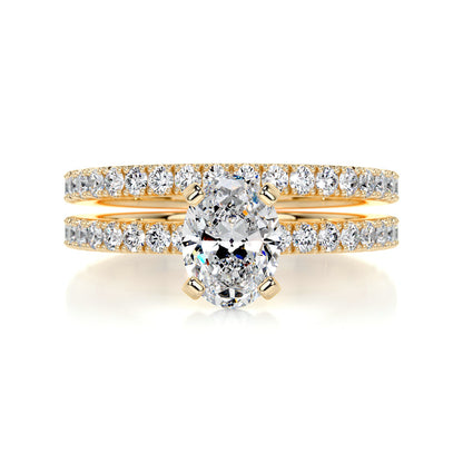 1.0 CT Oval Solitaire CVD F/VS Diamond Bridal Ring Set