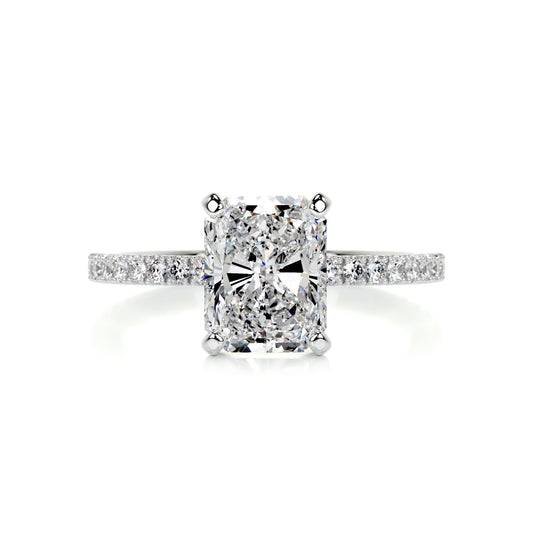 2 ct Radiant F- VS2 Diamond Pave Moissanite Engagement Ring