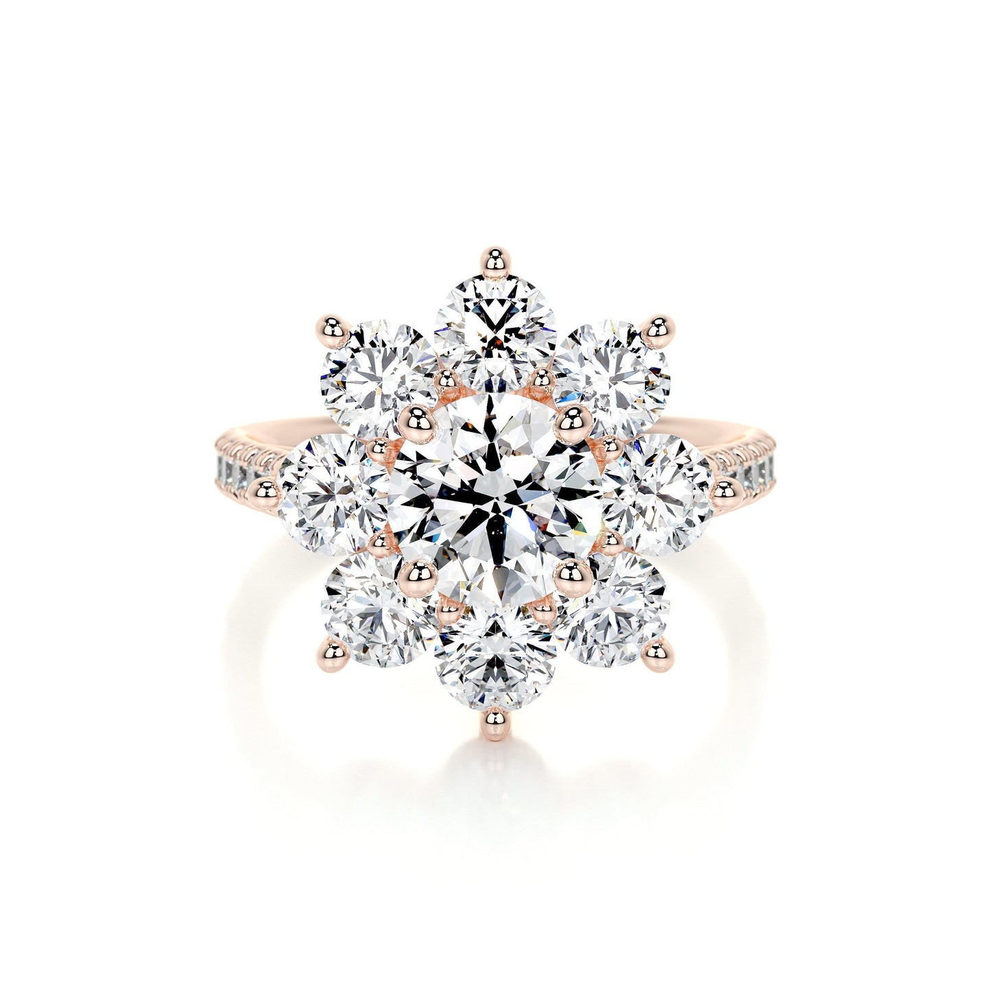 0.80 CT Round Floral Halo CVD H/SI1 Diamond Engagement Ring