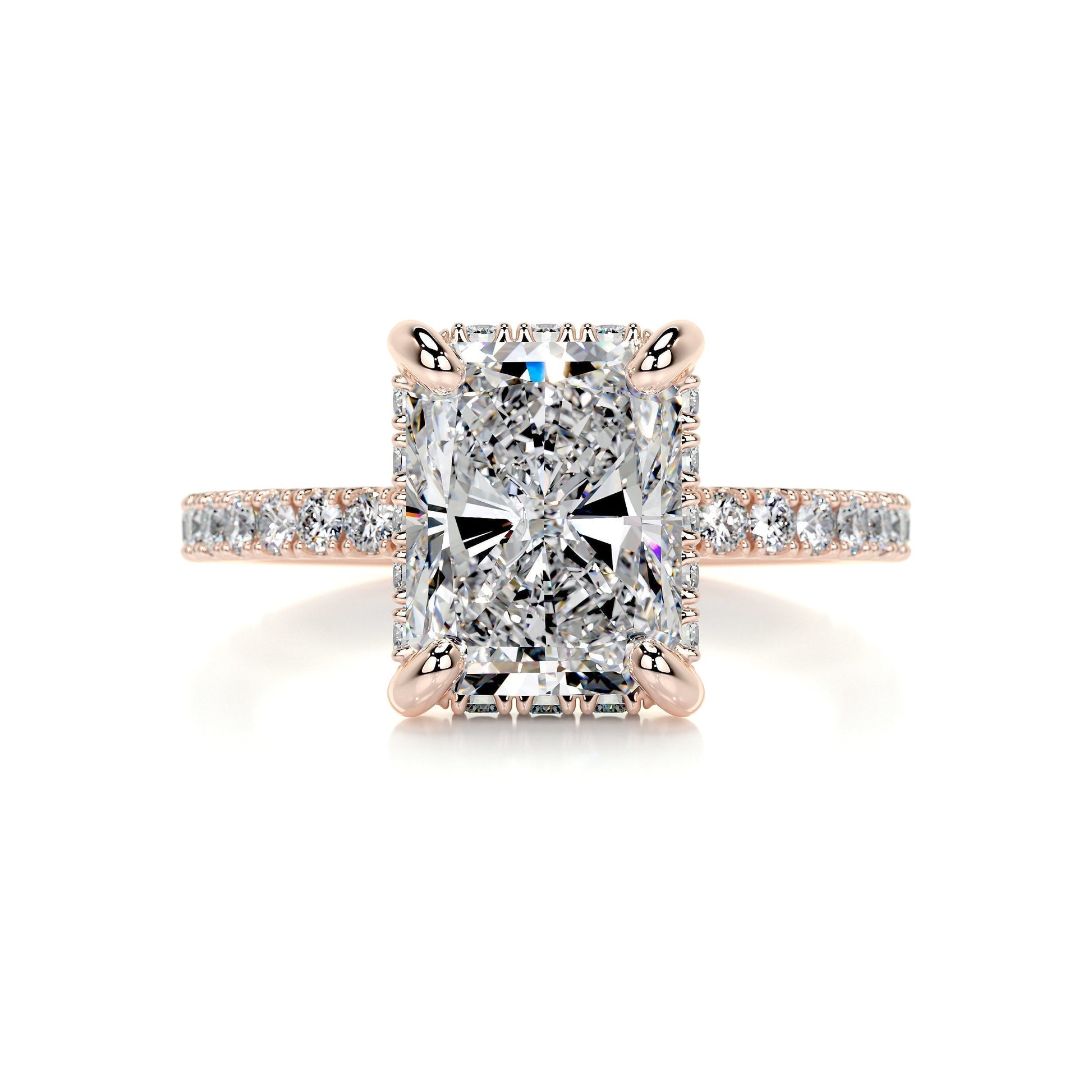 2.0 ct Radiant E- VS2 Diamond Pave Moissanite Engagement Ring