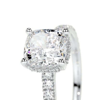 1.50 CT Cushion Hidden Halo CVD E/VS2 Diamond Engagement Ring