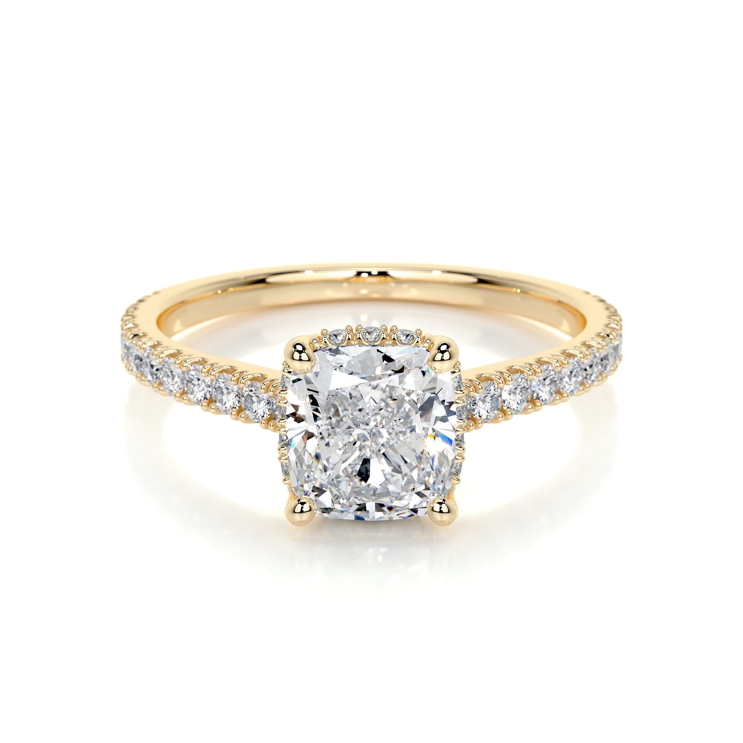 1.50 CT Cushion Hidden Halo CVD E/VS2 Diamond Engagement Ring