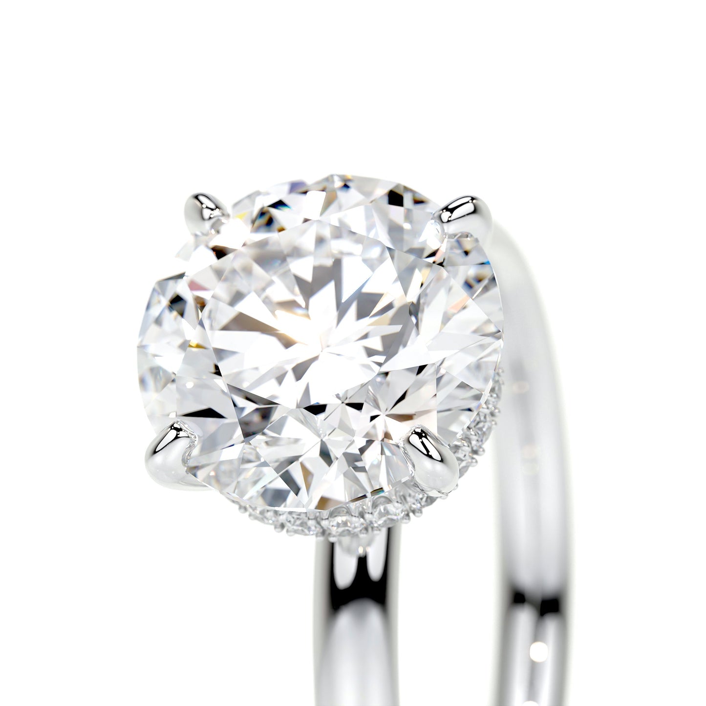 2.0 CT Pear Hidden Halo CVD E/VS2 Diamond Engagement Ring