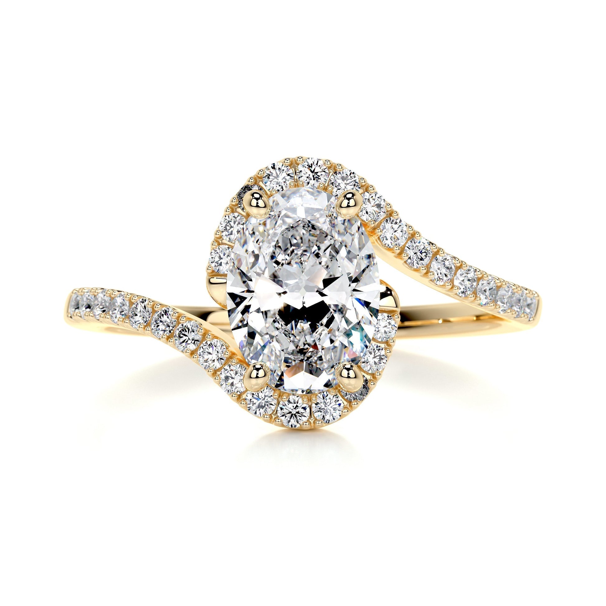 1 ct Oval E- VS1 Diamond Pave Moissanite Engagement Ring