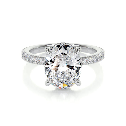 2.0 CT Oval Hidden Halo CVD E/VS2 Diamond Engagement Ring