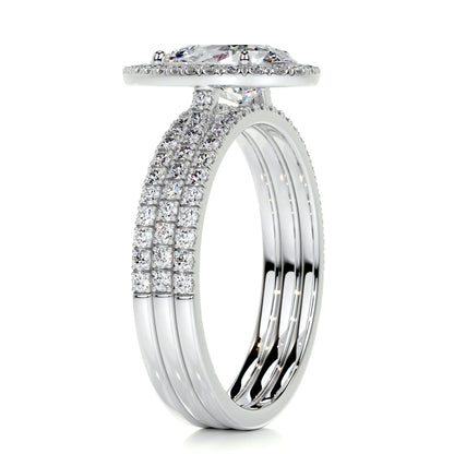 2.0 CT Pear Halo CVD F/VS Diamond Bridal Set