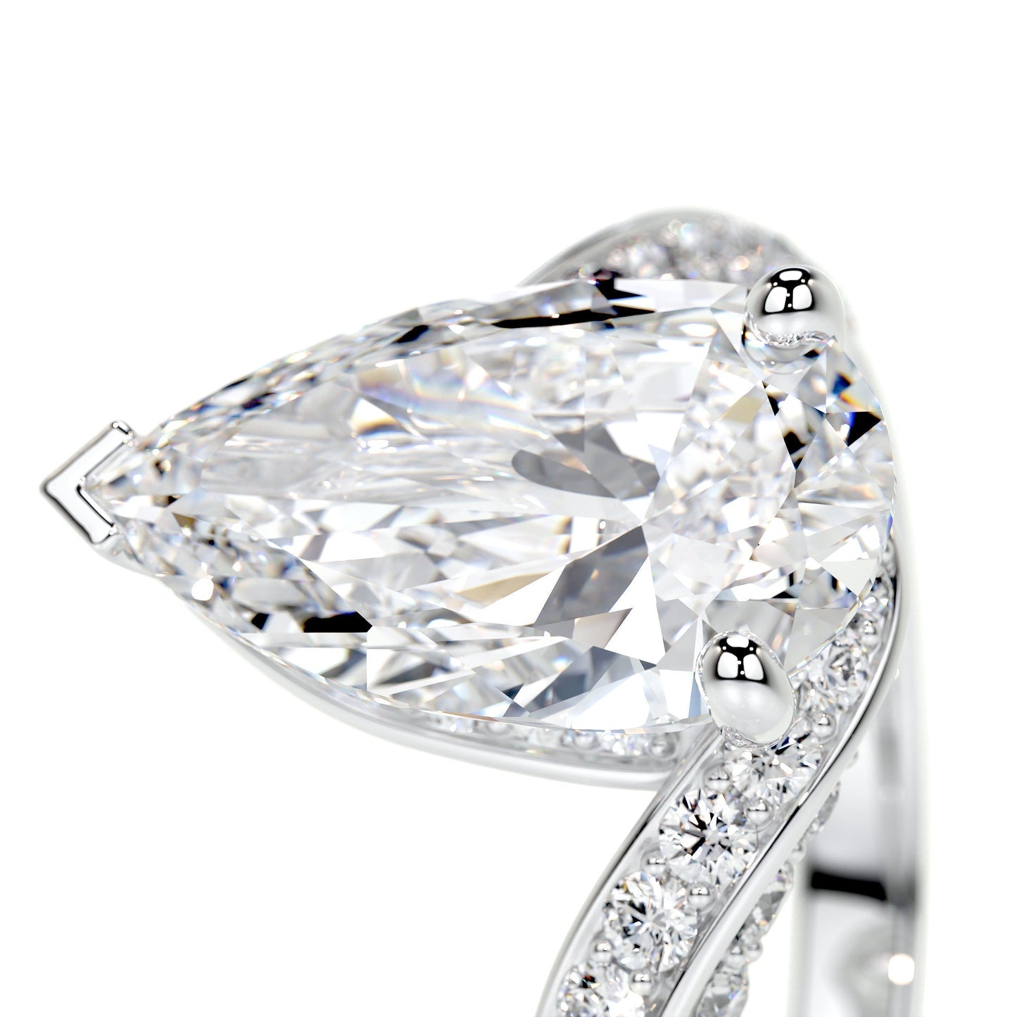 2.0 CT Pear Bypass CVD E/VS2 Diamond Engagement Ring