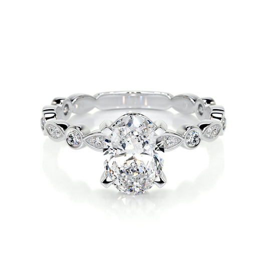 2.0 CT Oval Solitaire CVD F/SI1 Diamond Engagement Ring