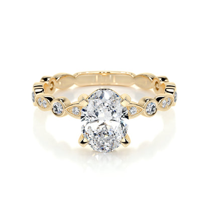 2.0 CT Oval Solitaire CVD F/SI1 Diamond Engagement Ring