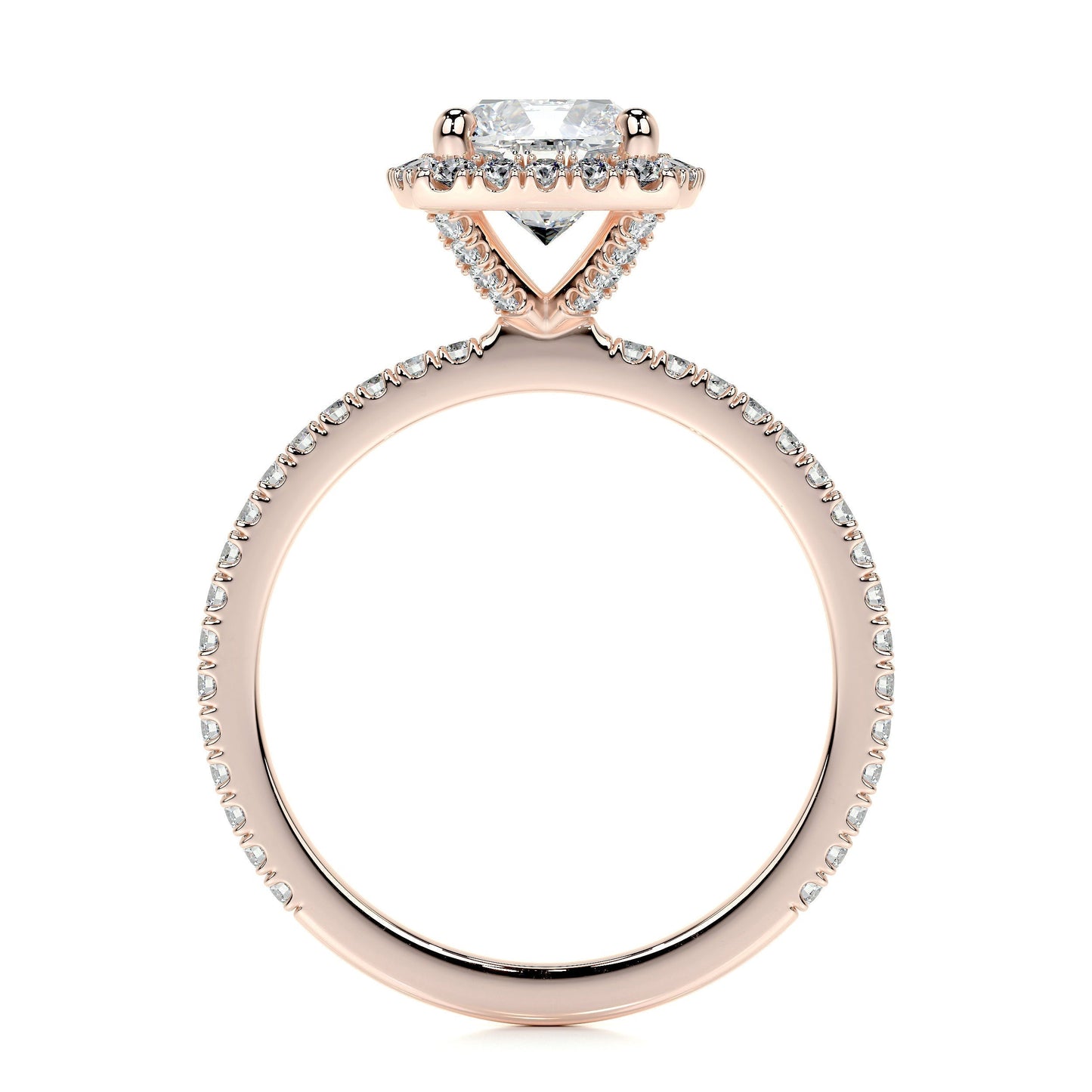 1.0 CT Cushion Halo CVD E/VS2 Diamond Engagement Ring