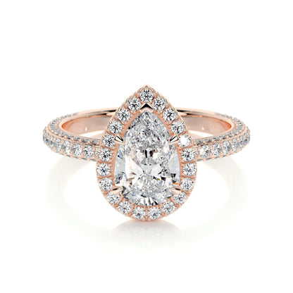 2.0 CT Pear Halo CVD F/VS2 Diamond Engagement Ring