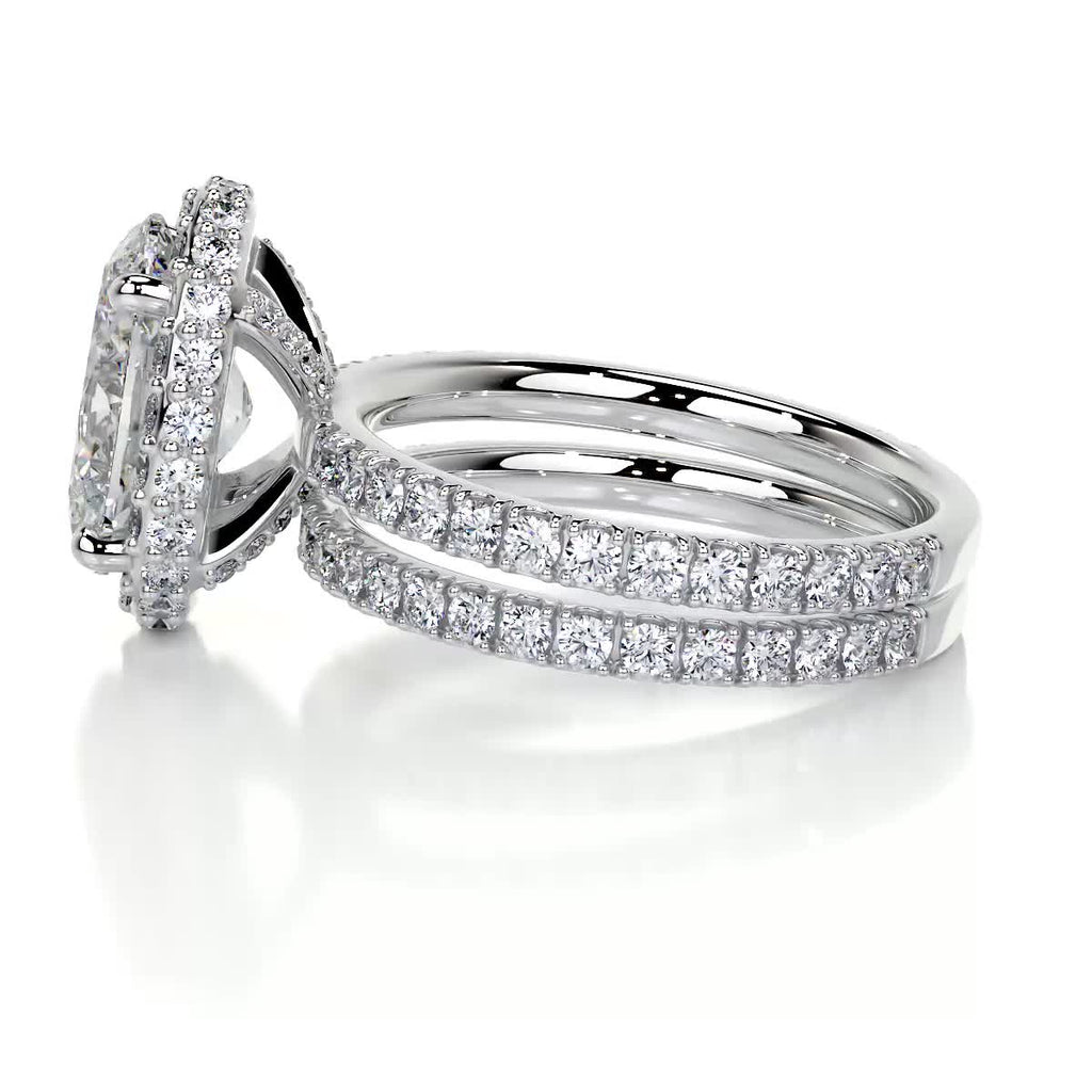 2.0 CT Oval Halo CVD F/VS Diamond Bridal Set