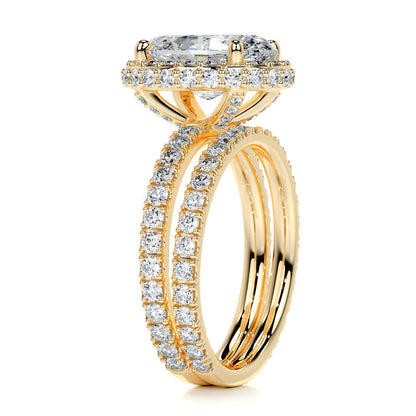 2.0 CT Oval Halo CVD F/VS Diamond Bridal Set