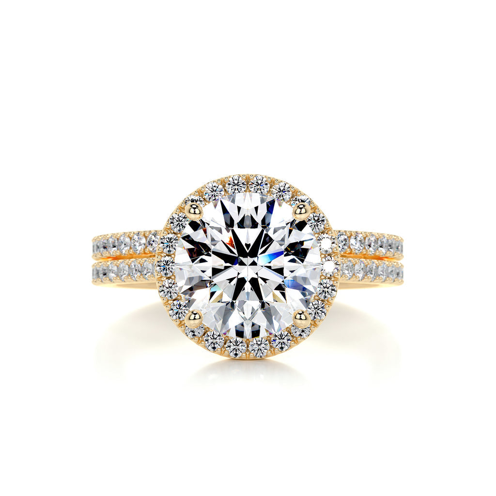 2.0 CT Round Halo CVD F/VS Diamond Bridal Set