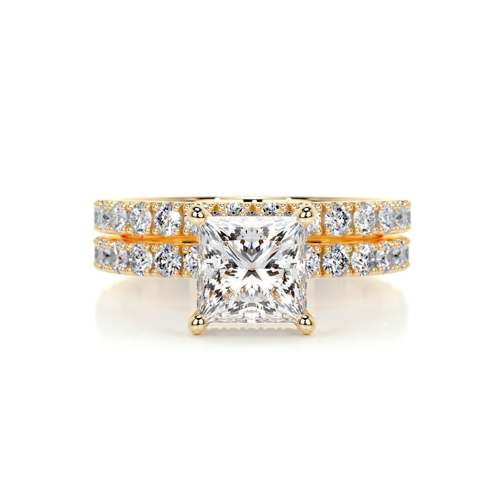 1.50 CT Princess Hidden Halo CVD F/VS Diamond Bridal Ring Set