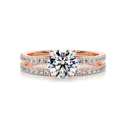 1.0 CT Round Solitaire CVD F/VVS2 Diamond Bridal Ring Set