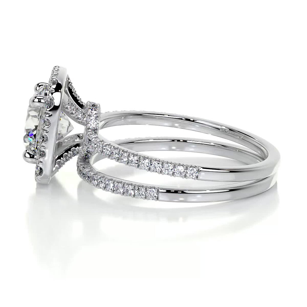 2.0 CT Round Halo CVD F/VS Diamond Bridal Set