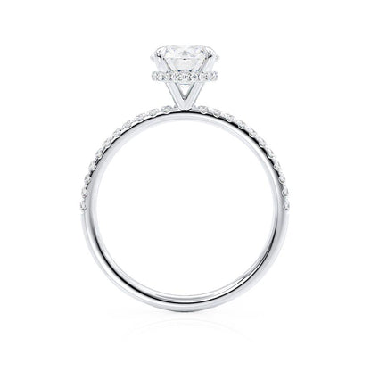 1.0 CT Round Hidden Halo CVD F/VS1 Diamond Engagement Ring