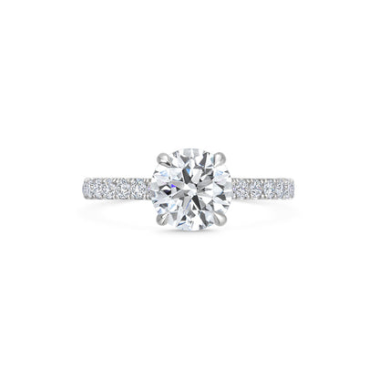 1.5 ct Round F- VVS1 Diamond Pave Moissanite Engagement Ring